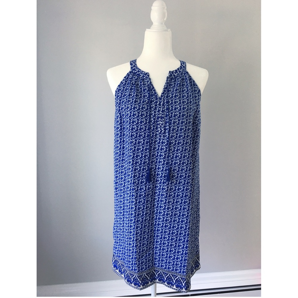 Fleur Bleue Blue and White Shift Dress